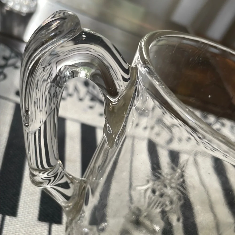 Vintage Clear Riverside Glass Co EAPG Grasshopper Pitcher Detailing Footed Base
